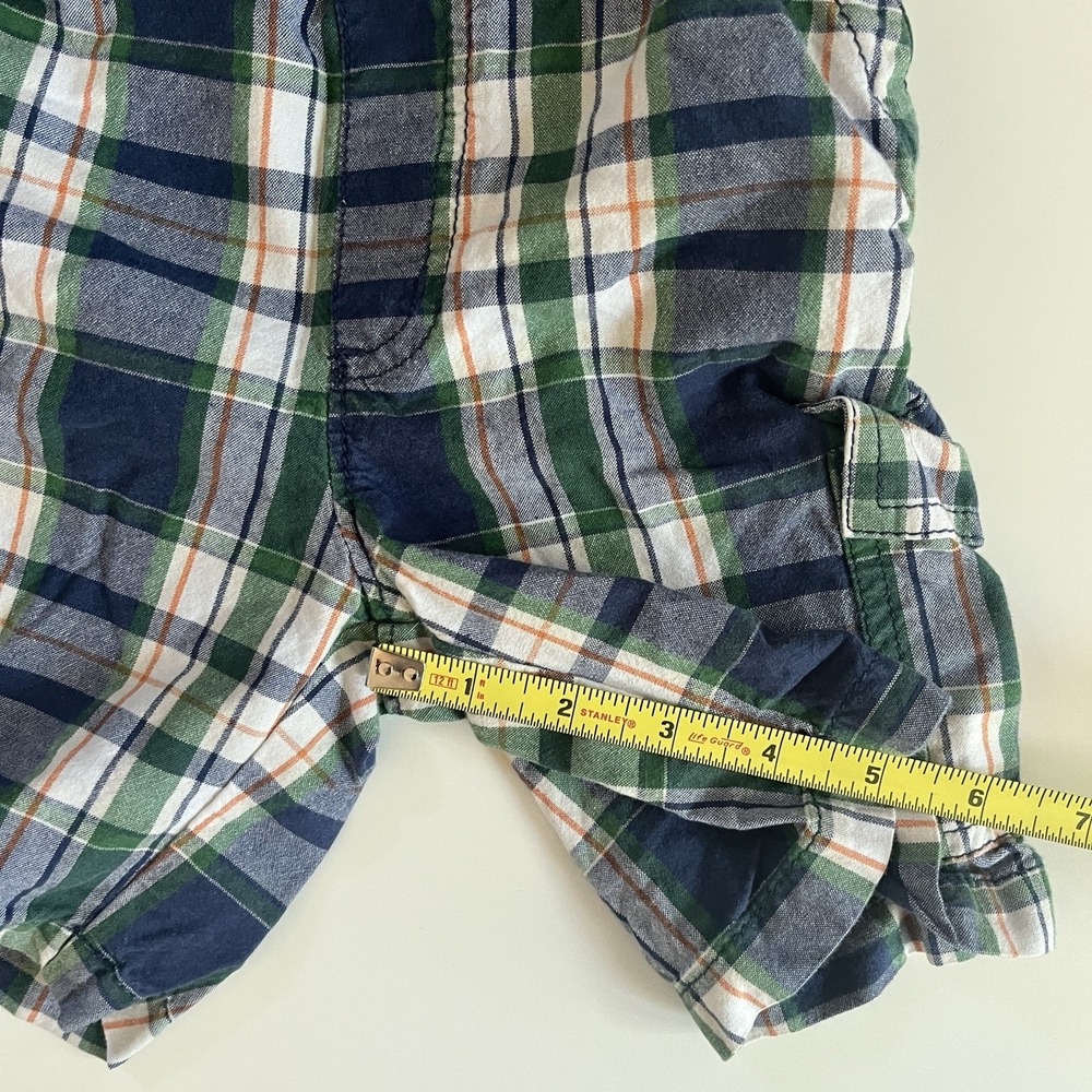Sonoma Boy's Size 4T Cargo Shorts Plaid Green Blue Orange 100% Cotton - Picture 6 of 6
